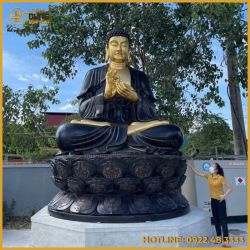 Tượng Phật A Di Đà bằng đồng đỏ cỡ lớn làm màu độc đáo