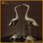 Đôi hạc đồng đỏ hun nâu cao 60cm