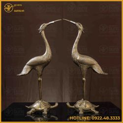 Đôi hạc đồng đỏ hun nâu cao 60cm
