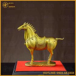 Tượng ngựa đồng vàng cao 20cm