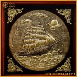 Tranh thuận buồm xuôi gió đồng vàng xước giả cổ đầy đủ kích thước
