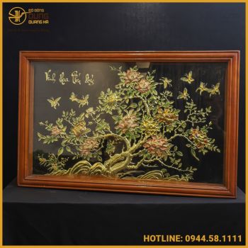 Tranh vinh hoa phú quý đồng vàng sơn màu đầy đủ kích thước