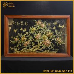 Tranh vinh hoa phú quý đồng vàng sơn màu đầy đủ kích thước