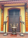 Dung Quang Hà bàn giao hạc đồng 1m55 và đỉnh tai mây 90cm cho khách hàng tại Vũ Thư, Thái Bình