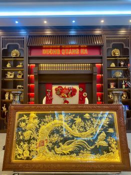 Tranh đồng Vinh Hoa Phú Quý dát vàng 1m2 x 2m3 khung gỗ